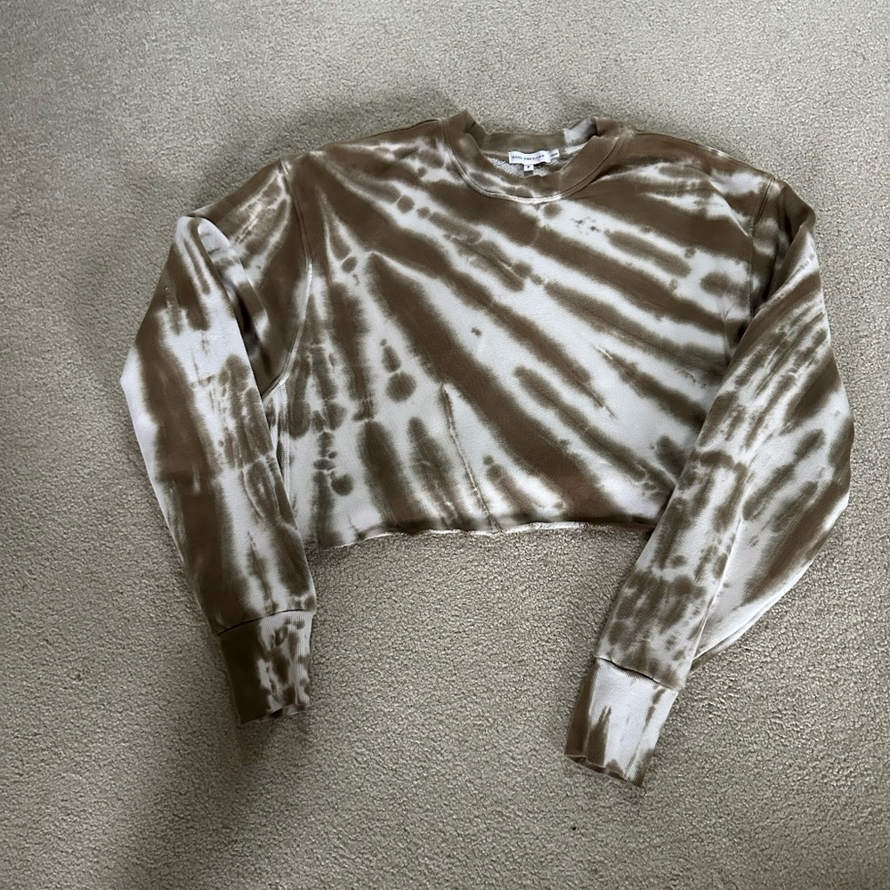Good American Tie Dye Sweatshirt Size M Green/White Cropped